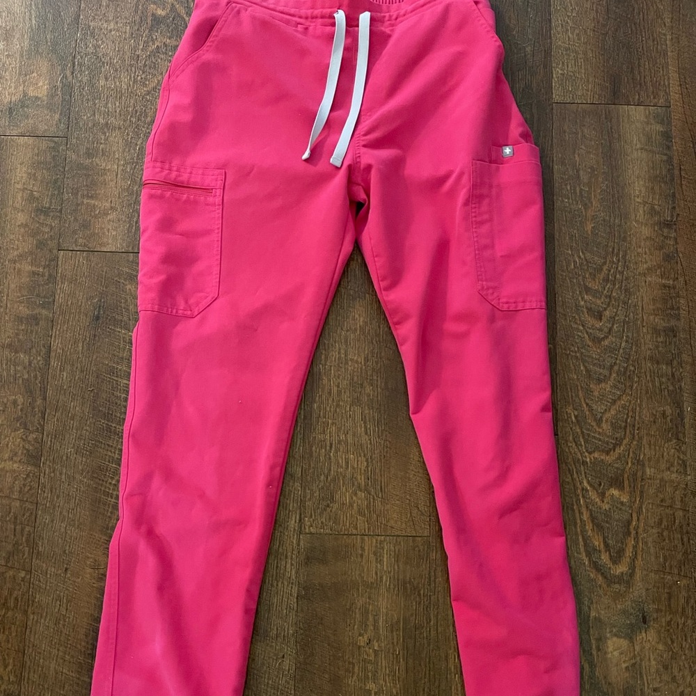 Figs brand- authentic, like NEW, small tall, hot pink skinny scrub pants